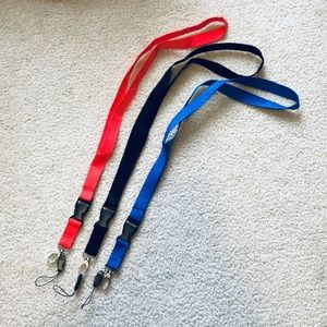 3 Lanyards with Clips (red, black, blue)
